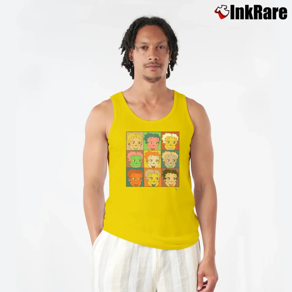 Men’s Betty Boop Andy Warhol Style Pop Art Tank Top in yellow | Breathable, Active-Friendly Design