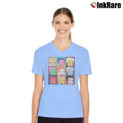Women’s Betty Boop Andy Warhol Style Pop Art V-Neck Tee in light blue | Chic Neckline, Soft Texture