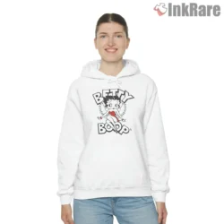Betty Boop Angel Wings Cartoon Logo Shirt on white hoodie for women graphic tee