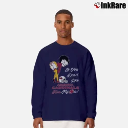 Men’s Betty Boop Arizona Cardinals If You Don't Like Cardinals Football Team Kiss My Ass Long-Sleeve Shirt in navy | Sleek, Lightweight, Year-Round Wear