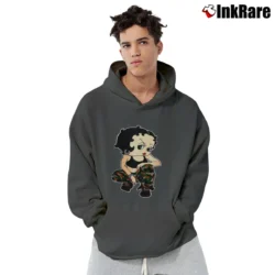 Men’s Betty Boop Army Camo Military Style Pullover Hoodie in charcoal | Cozy, Durable, Modern Fit