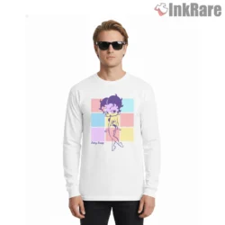 Betty Boop Beach Bikini Summer Color Box Shirt on white long sleeve shirt for men graphic tee
