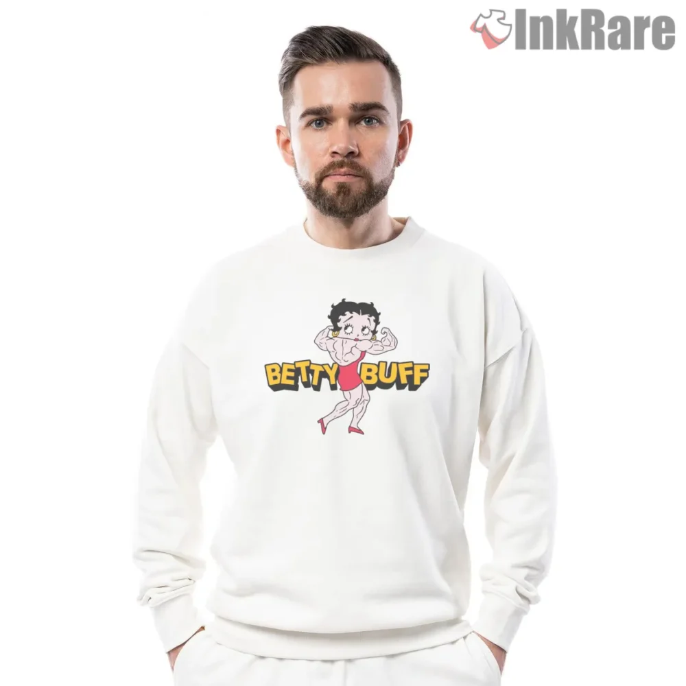 Betty Boop Betty Buff Cartoon Muscle Gym Shirt on graphic shirt for men graphic tee