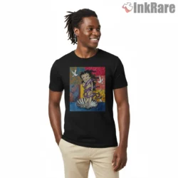 Betty Boop Birth Of Venus Classic Art Mashup Shirt on black short sleeve shirt for men graphic tee