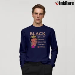 Men’s Betty Boop Black Girl Magic Afro American Long-Sleeve Shirt in navy | Sleek, Lightweight, Year-Round Wear