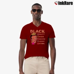 Men’s Betty Boop Black Girl Magic Afro American V-Neck Tee in maroon | Sharp, Breathable, Everyday Staple