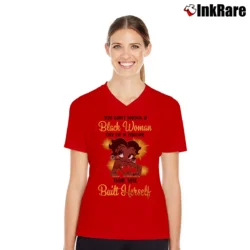 Women’s Betty Boop Black Queen Afro American Melanin V-Neck Tee in red | Chic Neckline, Soft Texture