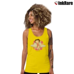 Women’s Betty Boop Boop Surf Cartoon Cotton Tank Top in yellow | Lightweight, Movement-Friendly