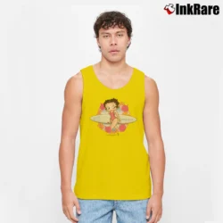 Men’s Betty Boop Boop Surf Cartoon Cotton Tank Top in yellow | Breathable, Active-Friendly Design