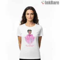 Betty Boop Breast Cancer Survivor Pink Ribbons Shirt on white short sleeve shirt for women graphic tee