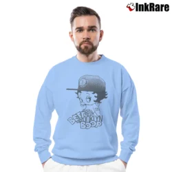 Men’s Betty Boop Brooklyn Graphic Crewneck Sweatshirt in light blue | Cozy Fabric, Clean Style