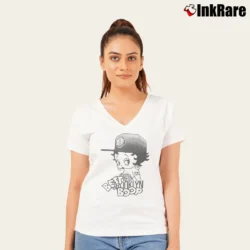 Women’s Betty Boop Brooklyn Graphic V-Neck Tee in white | Chic Neckline, Soft Texture