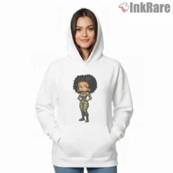 Betty Boop Camo Military Pride Shirt on white hoodie for women graphic tee