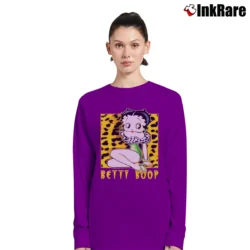 Women’s Betty Boop Cartoon Graphic Long-Sleeve Top in purple | Sleek, Versatile, All-Season