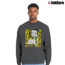 Men’s Betty Boop Cartoon Graphic Crewneck Sweatshirt in charcoal | Cozy Fabric, Clean Style