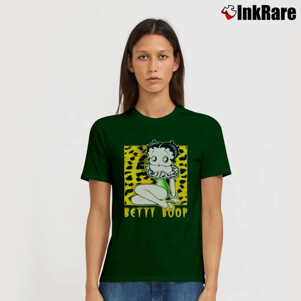 Women’s Betty Boop Cartoon Graphic Signature T-Shirt in forest green | Soft, Flattering Fit