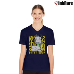 Women’s Betty Boop Cartoon Graphic V-Neck Tee in navy | Chic Neckline, Soft Texture