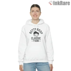 Betty Boop Classic Toon Badge Shirt on white hoodie for women graphic tee