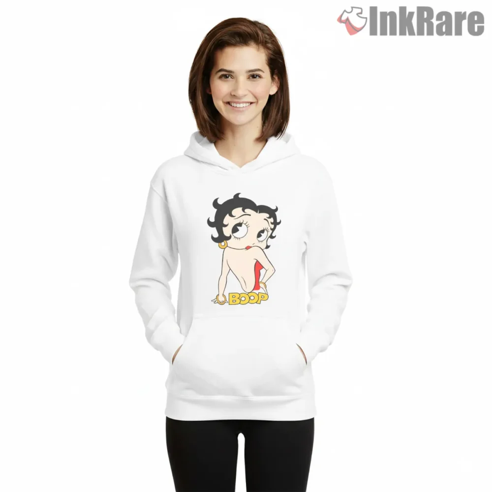 Betty Boop Classic Towel Pose Icon Shirt on white hoodie for women graphic tee
