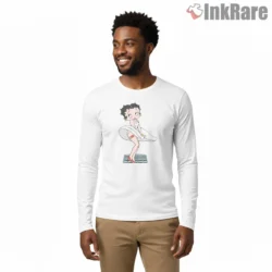 Betty Boop Classic White Dress Windy Pose Shirt on white long sleeve shirt for men graphic tee