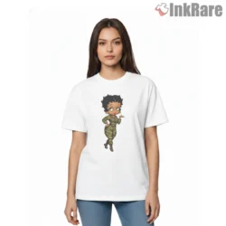 Betty Boop Confident Military Woman Shirt on white short sleeve shirt for women graphic tee