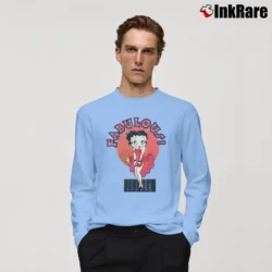 Men’s Betty Boop Fabulous Cartoon Long-Sleeve Shirt in light blue | Sleek, Lightweight, Year-Round Wear