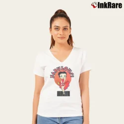 Women’s Betty Boop Fabulous Cartoon V-Neck Tee in white | Chic Neckline, Soft Texture