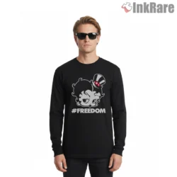 Betty Boop Freedom Patriotic Fourth Of July Shirt on black long sleeve shirt for men graphic tee