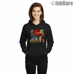 Betty Boop Get Your Kicks On Route 66 Shirt on black hoodie for women graphic tee
