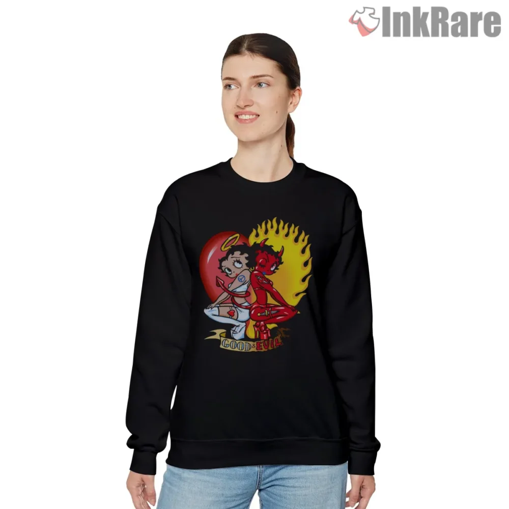 Betty Boop Good And Evil Rock Angel Devil Shirt on graphic shirt for women graphic tee