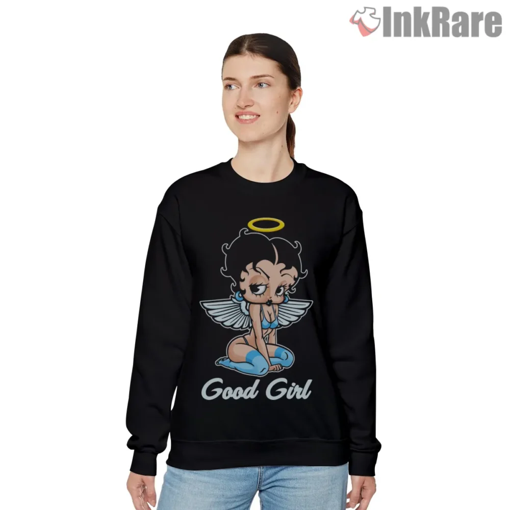 Betty Boop Good Girl Angel Wings Shirt on graphic shirt for women graphic tee