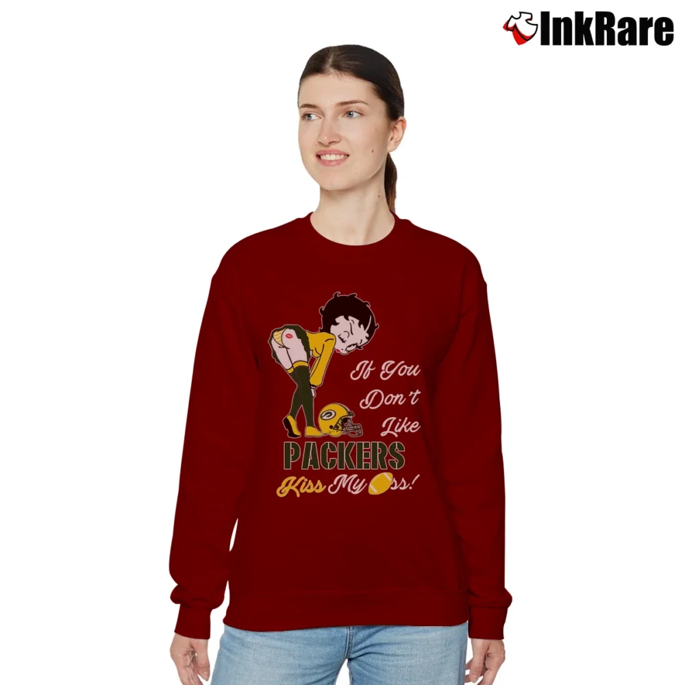 Women’s Betty Boop Green Bay Packers If You Don't Like Kiss My Ass Football Relaxed Sweatshirt in maroon | Soft, Laid-Back Vibe