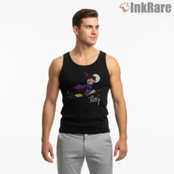 Betty Boop Halloween Witch Starry Night Shirt on black tank top for men graphic tee