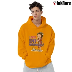 Men’s Betty Boop I Don't Do Mornings Coffee Robe Pullover Hoodie in orange | Cozy, Durable, Modern Fit
