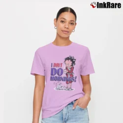 Women’s Betty Boop I Don't Do Mornings Coffee Robe Signature T-Shirt in light pink | Soft, Flattering Fit