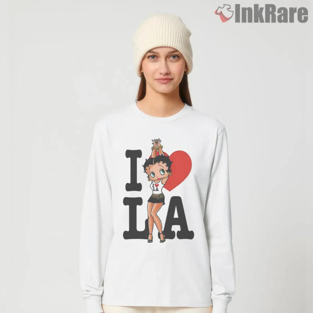 Betty Boop I Love La City Style Shirt on white long sleeve shirt for women graphic tee