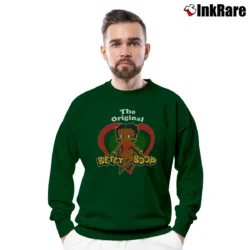 Men’s Betty Boop I Love My Black Skin Afro American Crewneck Sweatshirt in forest green | Cozy Fabric, Clean Style