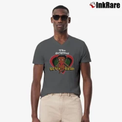 Men’s Betty Boop I Love My Black Skin Afro American V-Neck Tee in charcoal | Sharp, Breathable, Everyday Staple