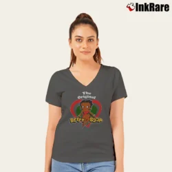 Women’s Betty Boop I Love My Black Skin Afro American V-Neck Tee in charcoal | Chic Neckline, Soft Texture