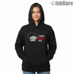 Betty Boop I Make Boys Cry Attitude Shirt on black hoodie for women graphic tee