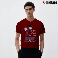 Men’s Betty Boop If You Don't Like Giants Football Team Kiss My Ass New York Giants NFL V-Neck Tee in maroon | Sharp, Breathable, Everyday Staple
