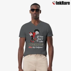 Men’s Betty Boop If You Don't Like Kiss My Endzone Tampa Bay Buccaneers V-Neck Tee in charcoal | Sharp, Breathable, Everyday Staple
