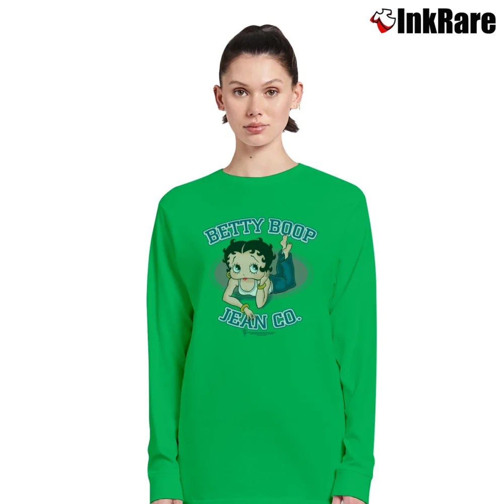 Women’s Betty Boop Jean Co Junior Cartoon Long-Sleeve Top in irish green | Sleek, Versatile, All-Season