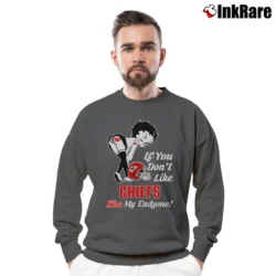 Men’s Betty Boop Kansas City Chiefs If You Don't Like Kiss My Endzone Football Crewneck Sweatshirt in charcoal | Cozy Fabric, Clean Style