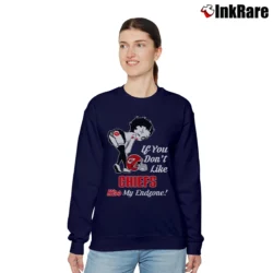 Women’s Betty Boop Kansas City Chiefs If You Don't Like Kiss My Endzone Football Relaxed Sweatshirt in navy | Soft, Laid-Back Vibe