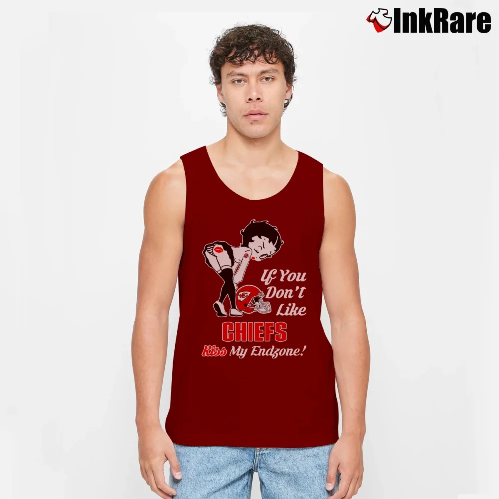 Men’s Betty Boop Kansas City Chiefs If You Don't Like Kiss My Endzone Football Tank Top in maroon | Breathable, Active-Friendly Design