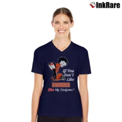 Women’s Betty Boop Kiss My Endzone Cleveland Browns V-Neck Tee in navy | Chic Neckline, Soft Texture