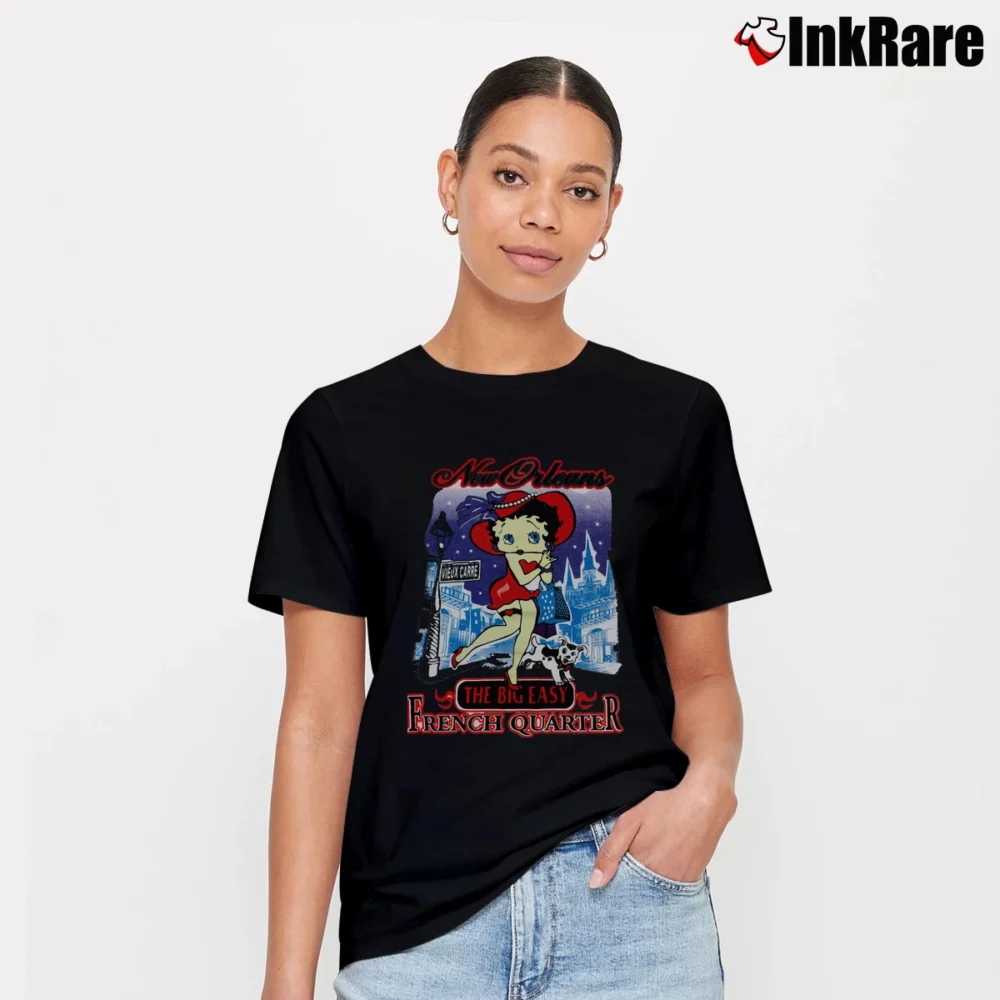 Women’s Betty Boop New Orleans Big Easy French Quarter Graphic Signature T-Shirt in black | Soft, Flattering Fit