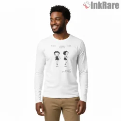 Betty Boop Patent Sketch Monochrome Shirt on white long sleeve shirt for men graphic tee