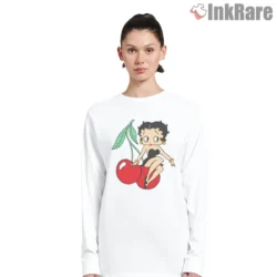Betty Boop Pinup Cherry Girl Classic Vol08 Shirt on white long sleeve shirt for women graphic tee